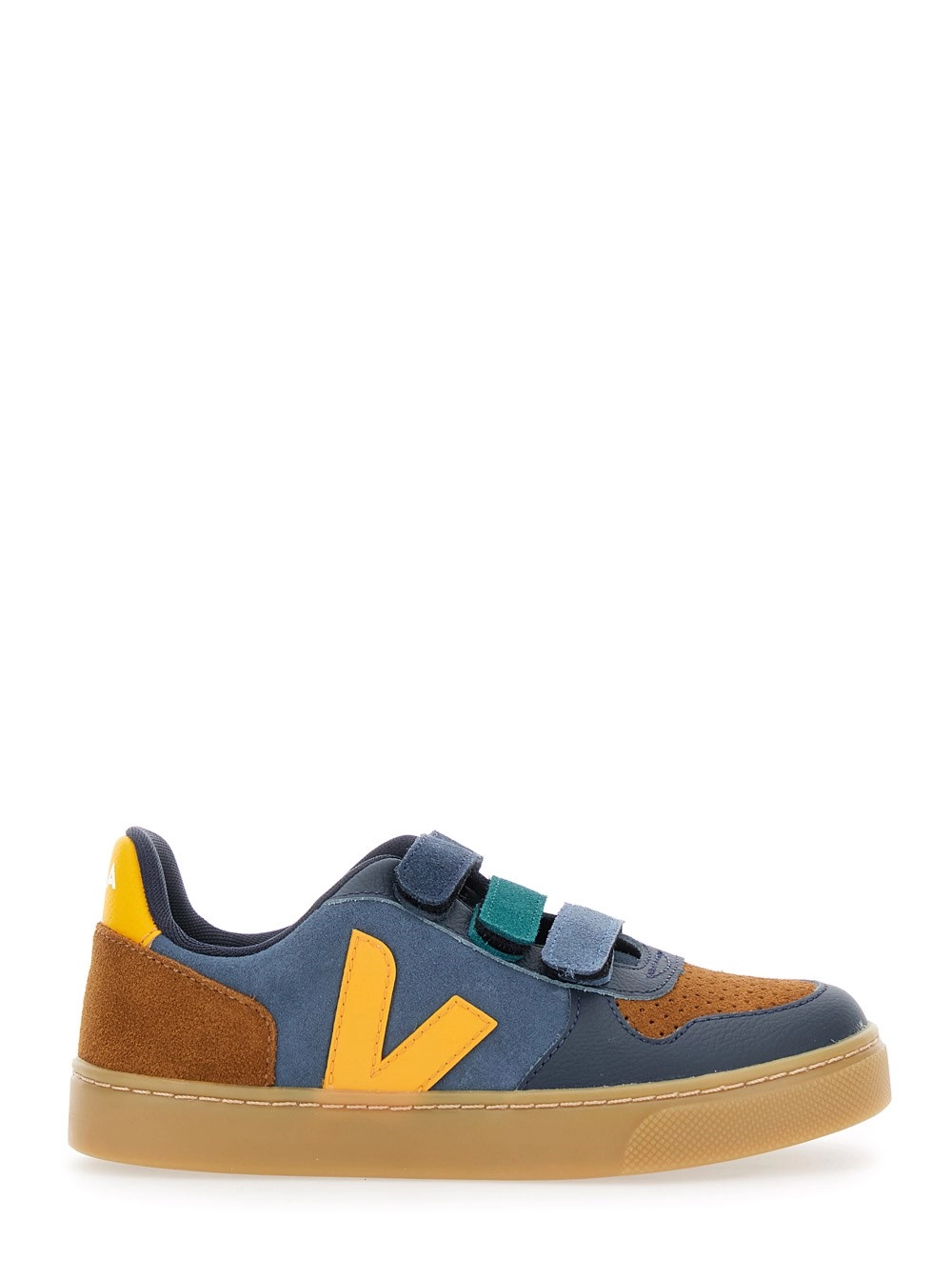 Veja kids Sneaker 'V-10' Low Top con Patch Logo sul Lato e Logo Lettering sul Tallone in Pelle Scamosciata Multicolor Bambino