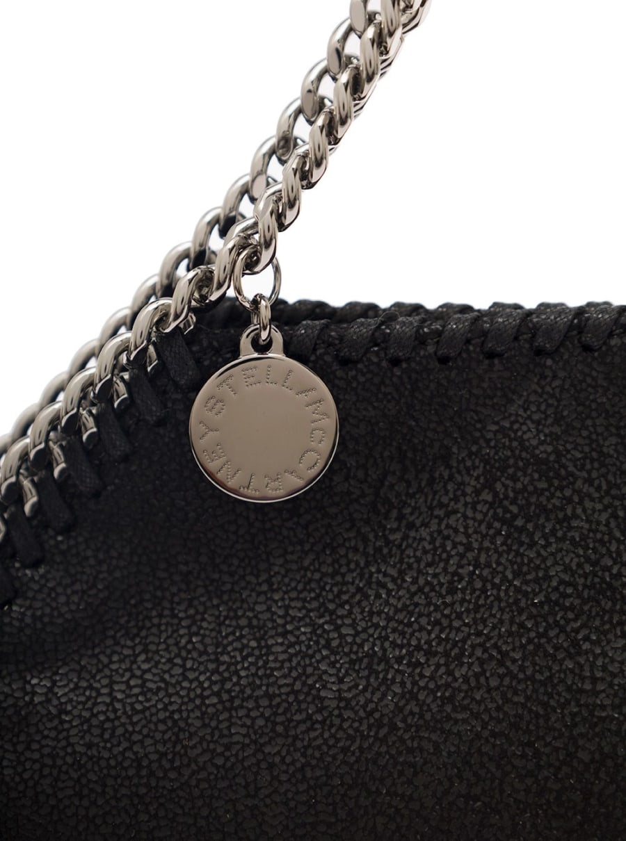 Stella McCartney Mini Borsa Tote '3Chain' con Charm con Logo Inciso in Eco Pelle Nera Donna, view 4