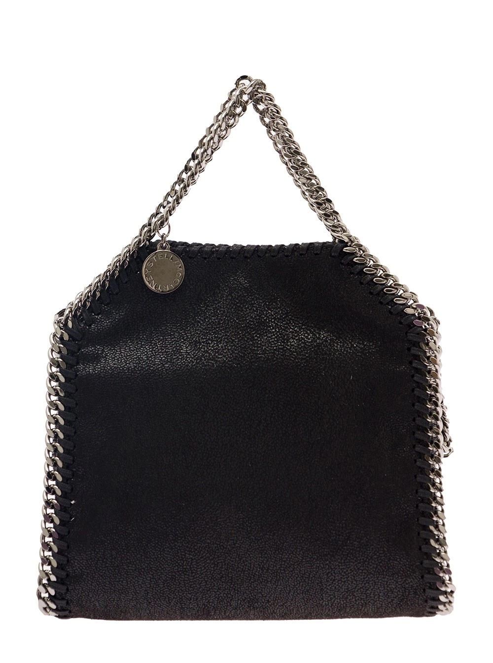 Stella McCartney Mini Borsa Tote '3Chain' con Charm con Logo Inciso in Eco Pelle Nera Donna