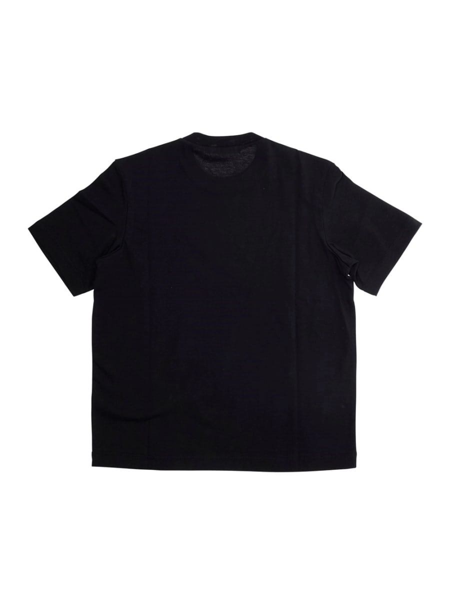 Marni kids T-Shirt Girocollo con Stampa Logo Lettering sul Fronte in Cotone Nera Bambina, view 2