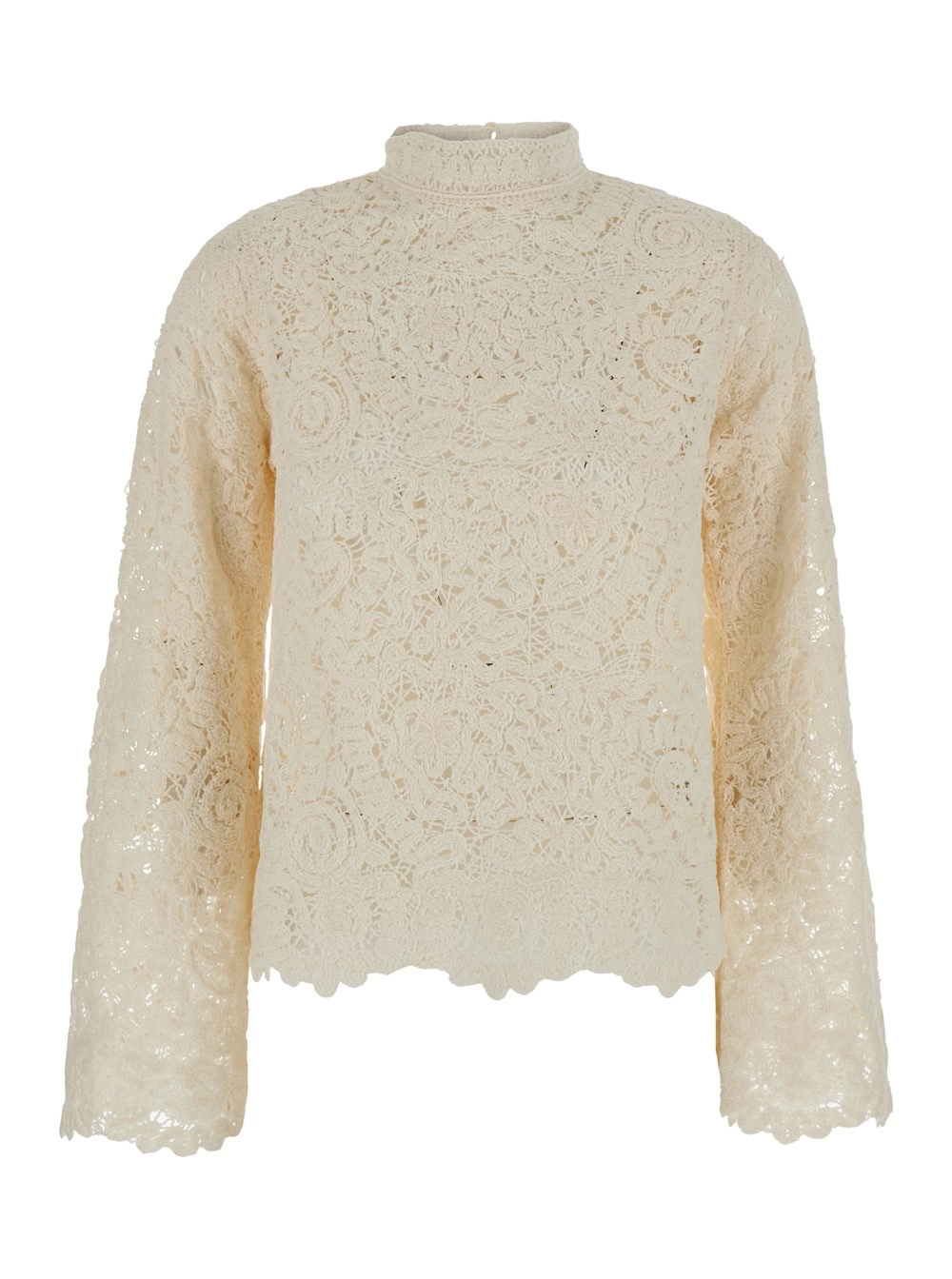 Semicouture Maglia con dettagli in pizzo e design traforato in tessuto beige per donna