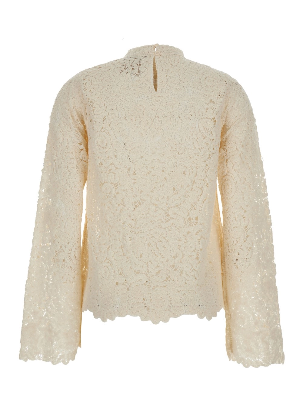 Semicouture Maglia con dettagli in pizzo e design traforato in tessuto beige per donna, view 2