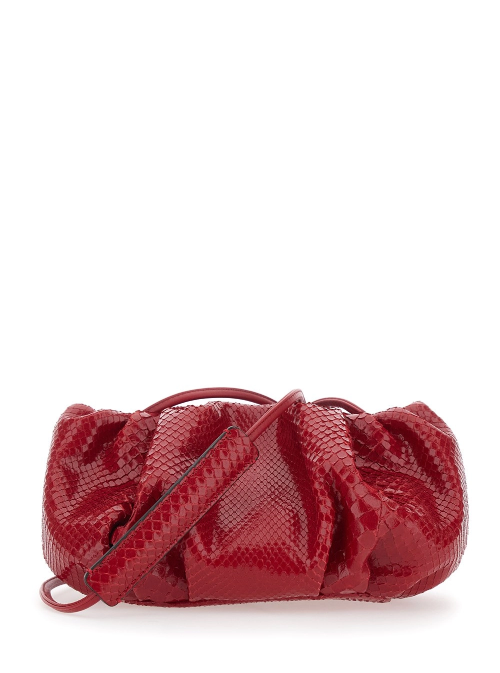 Biagini Clutch 'Pillow' con tracolla e chiusura con calamite in pelle rossa donna