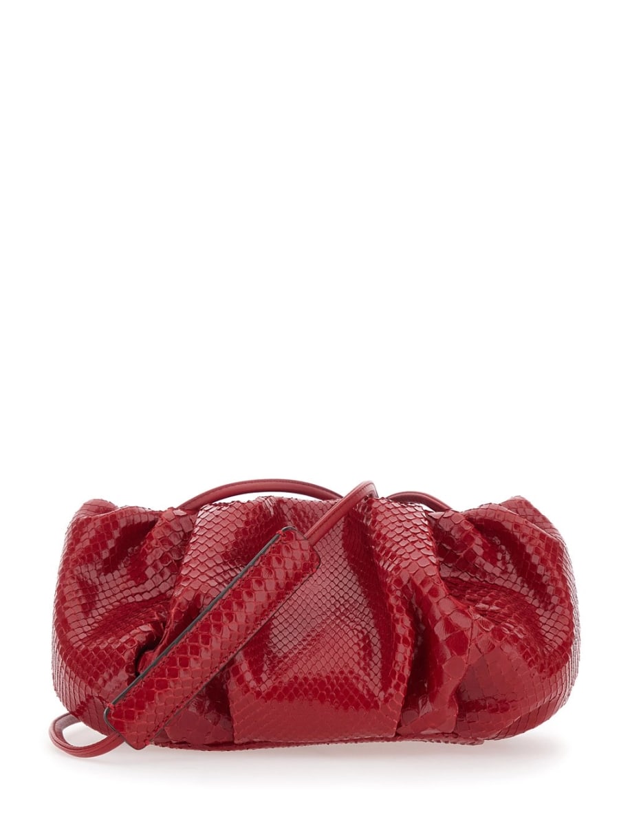 Biagini Clutch 'Pillow' con tracolla e chiusura con calamite in pelle rossa donna