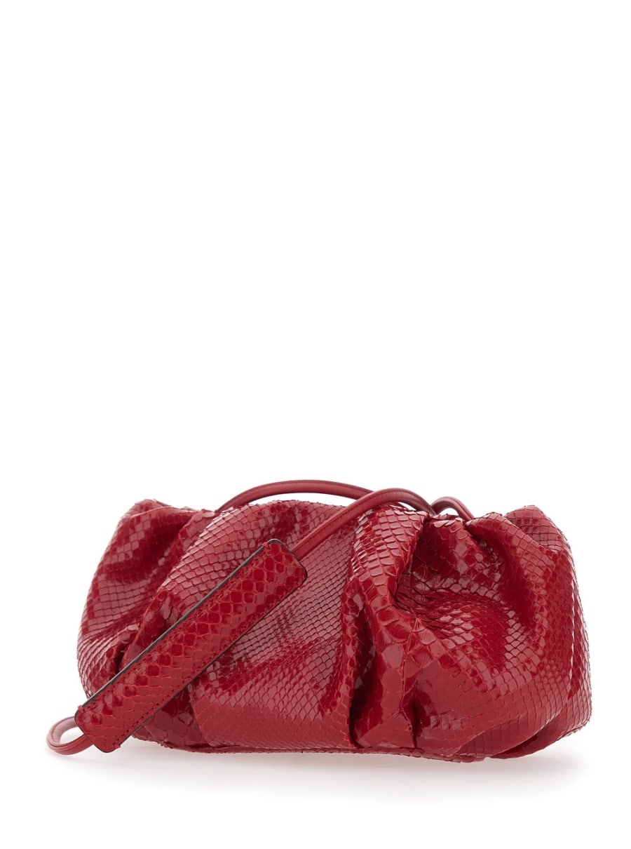 Biagini Clutch 'Pillow' con tracolla e chiusura con calamite in pelle rossa donna, view 2