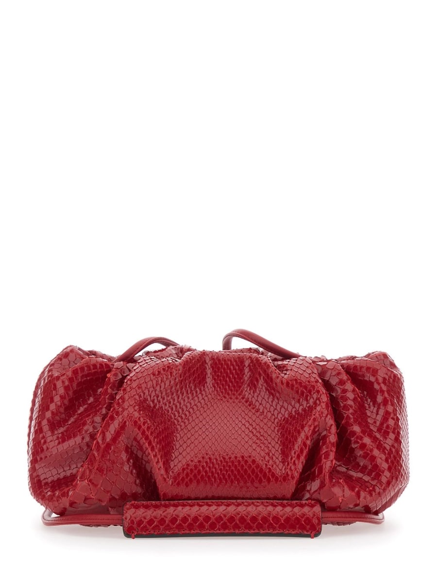 Biagini Clutch 'Pillow' con tracolla e chiusura con calamite in pelle rossa donna, view 4