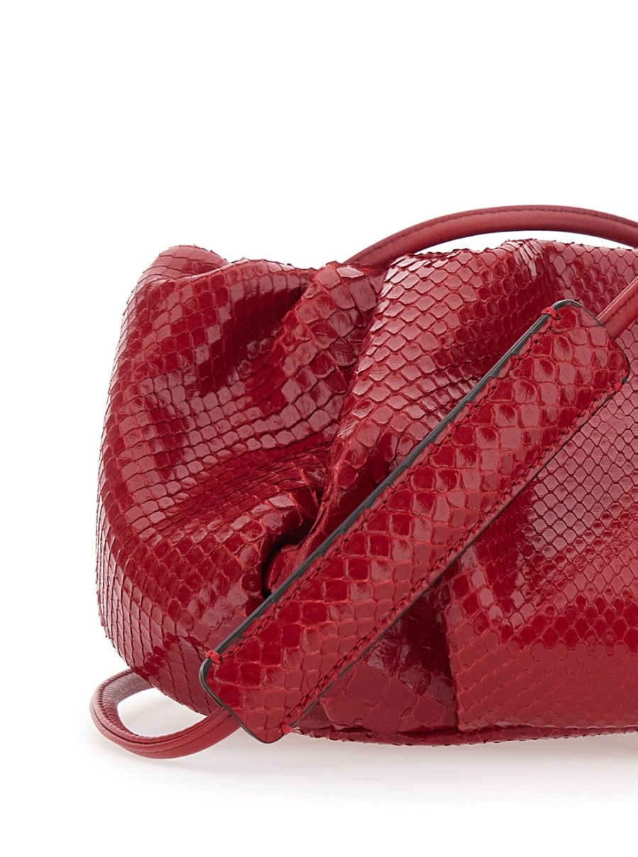 Biagini Clutch 'Pillow' con tracolla e chiusura con calamite in pelle rossa donna, view 5