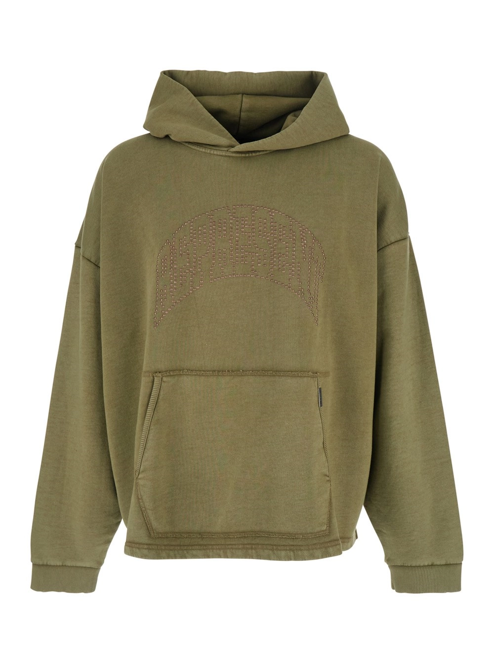 Represent Felpa con Logo Lettering sul Fronte ed Effetto Sbiadito in Cotone Verde Uomo