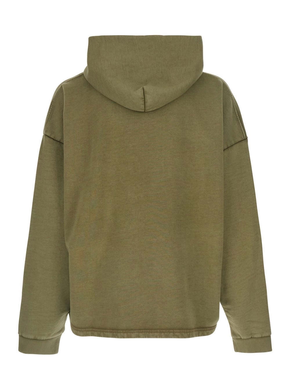 Represent Felpa con Logo Lettering sul Fronte ed Effetto Sbiadito in Cotone Verde Uomo, view 2