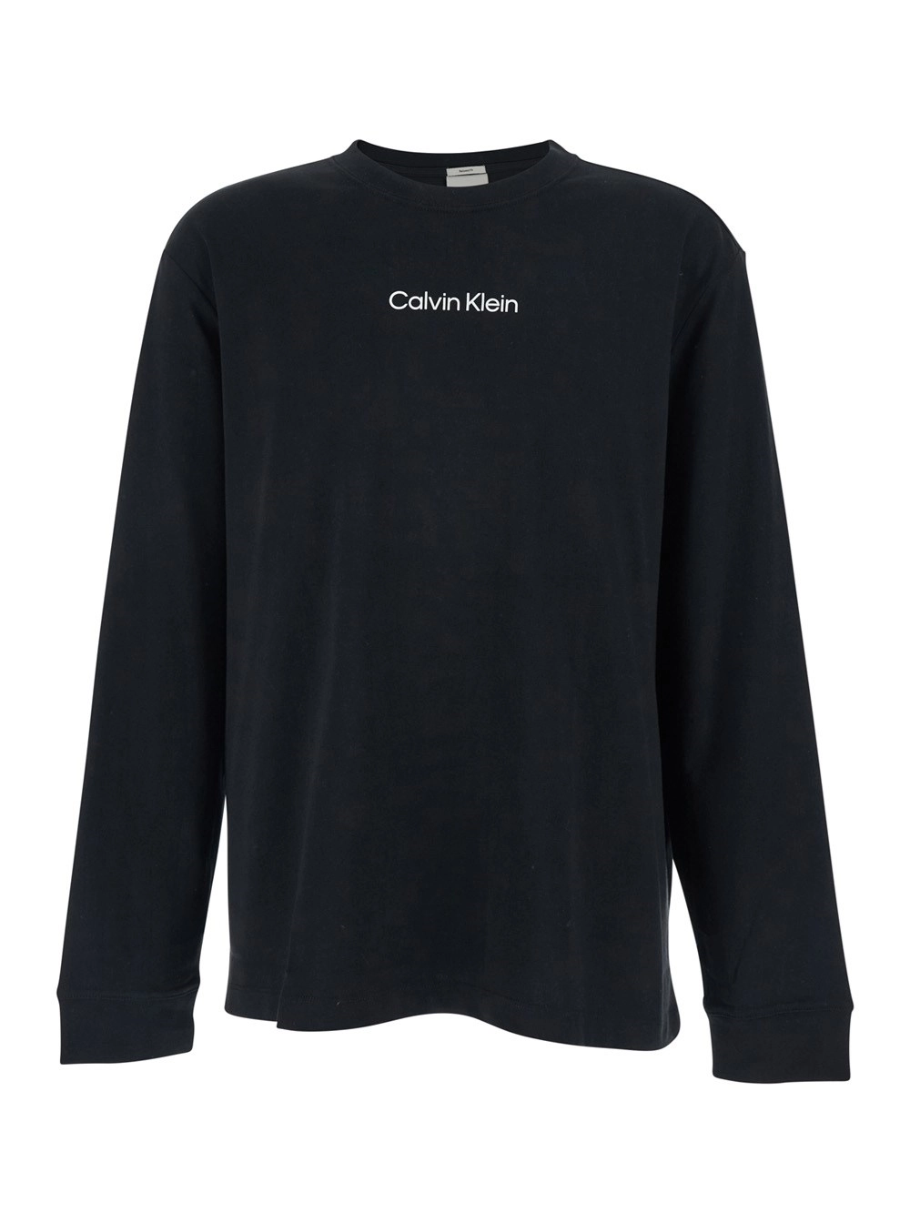 Calvin klein T-shirt con Maniche Lunghe e Logo sul Fronte in Cotone Nera Uomo