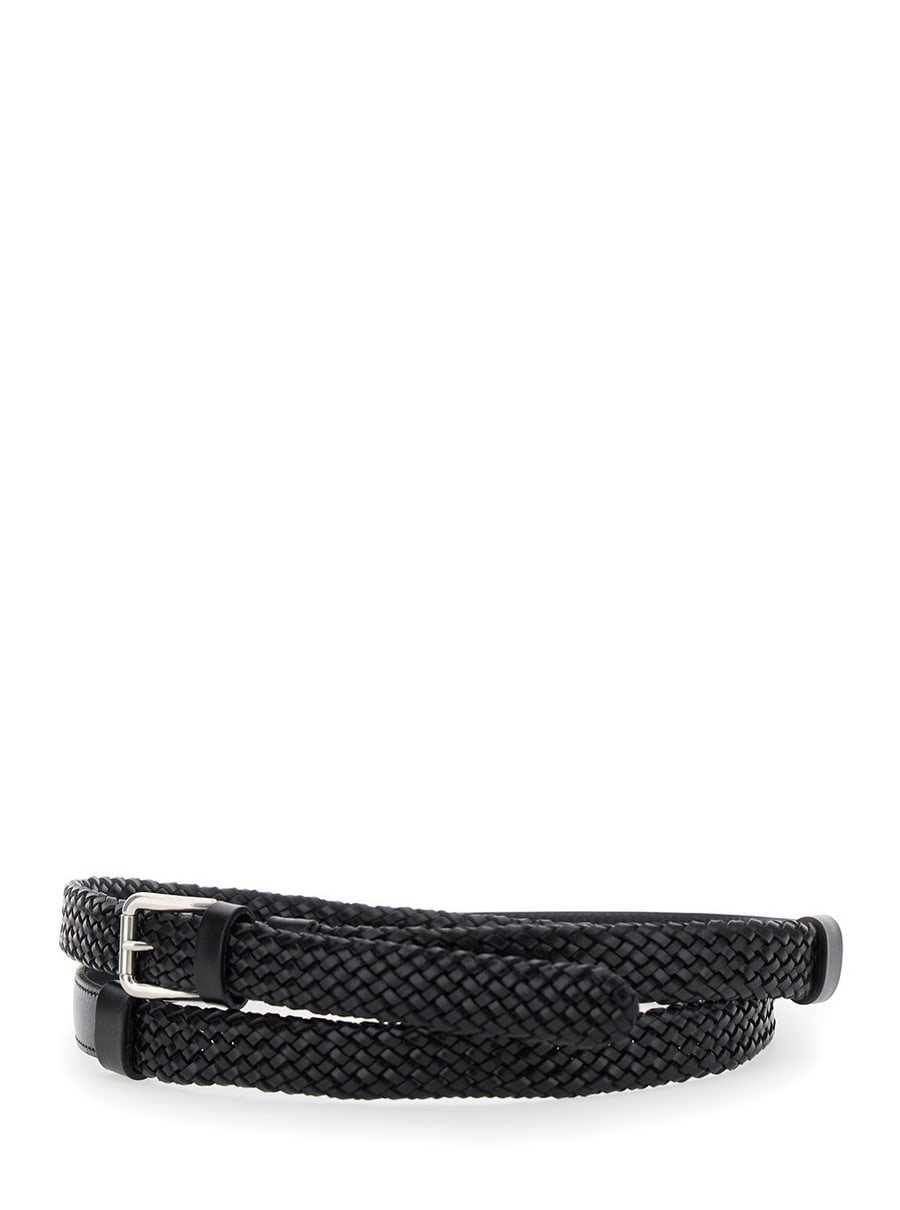 Dolce & Gabbana Cintura con Chiusura con Fibbia e Design Intrecciato in Pelle Nera Uomo, view 2