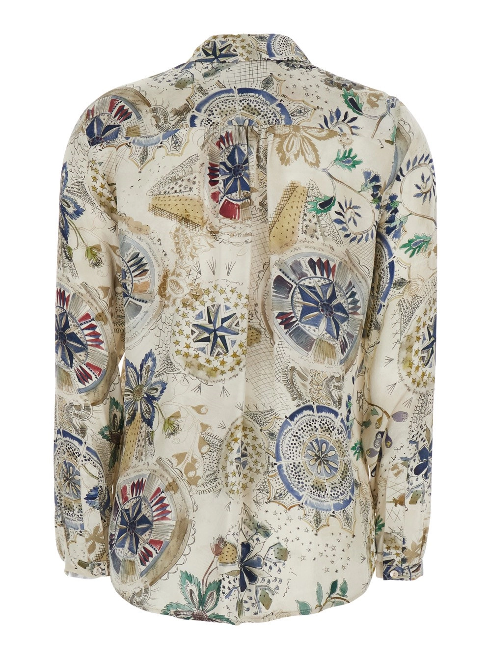 Momonì Camicia con colletto classico e stampa all-over in viscosa bianca donna, view 2