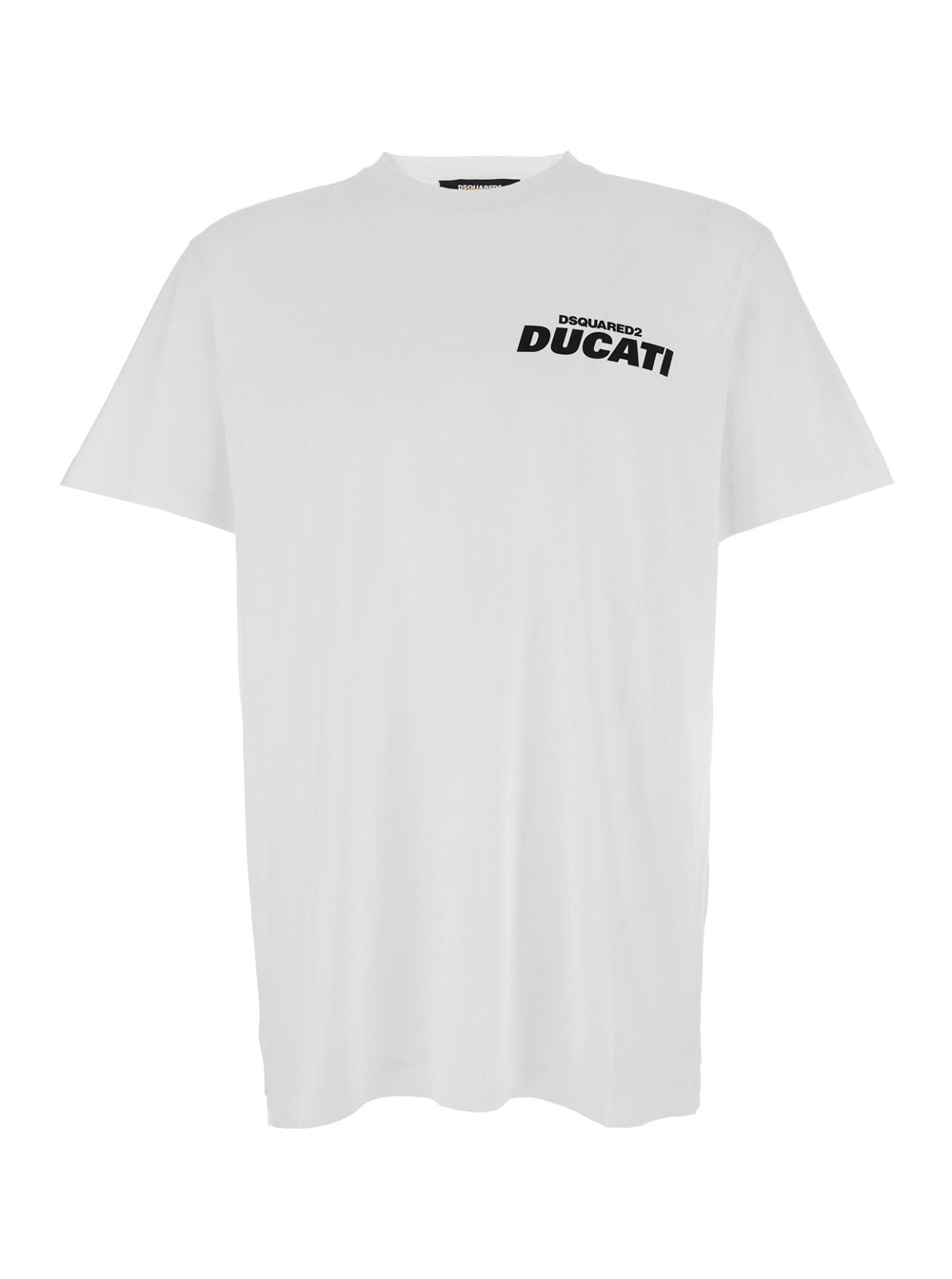 Dsquared2 T-Shirt 'Ducati x D2' con Logo sul Fronte in Cotone Bianca Uomo