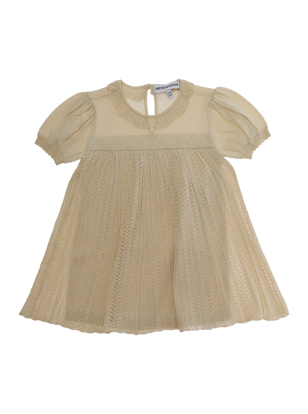 Emporio armani kids Abito con Scollo Rotondo e Chiusura con Bottone sul Retro in Misto Viscosa Beige Bambina