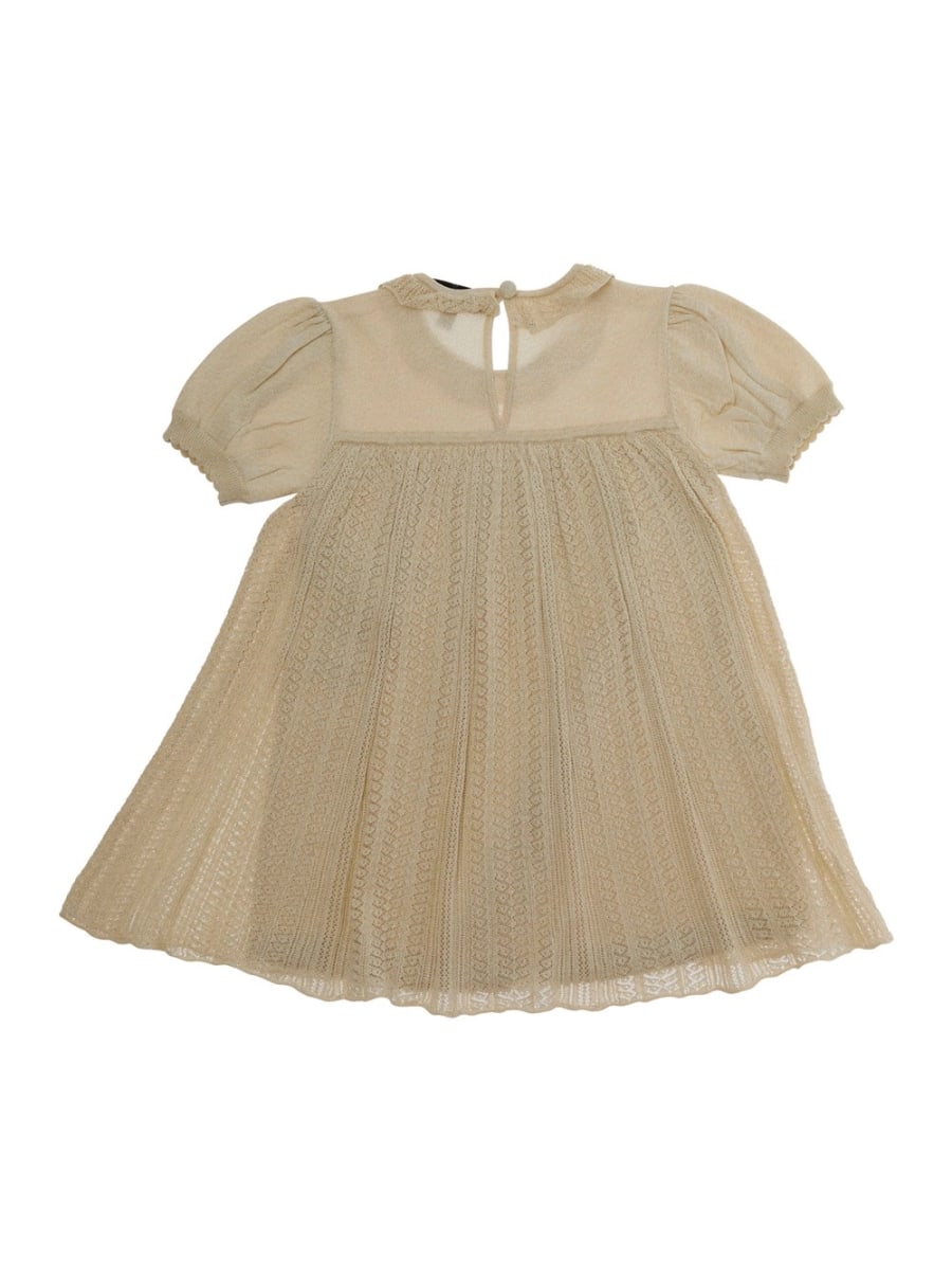 Emporio armani kids Abito con Scollo Rotondo e Chiusura con Bottone sul Retro in Misto Viscosa Beige Bambina, view 2