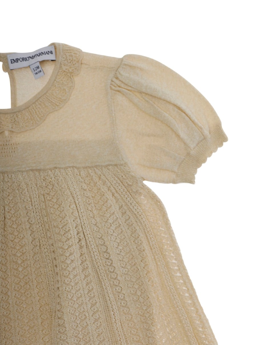 Emporio armani kids Abito con Scollo Rotondo e Chiusura con Bottone sul Retro in Misto Viscosa Beige Bambina, view 3