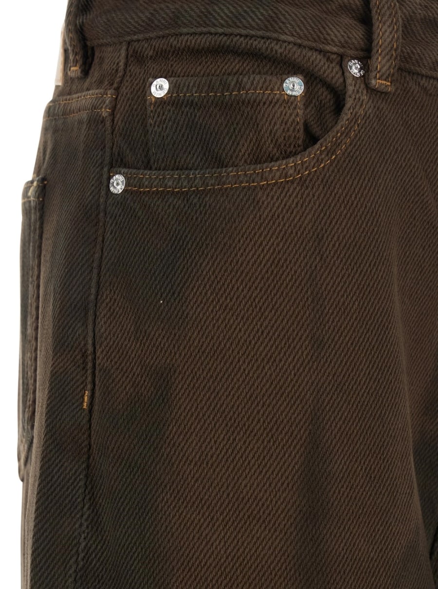 Ganni Jeans con Fantasia Tie-Dye e Patch Logo sul Retro in Denim Marrone Donna, view 3