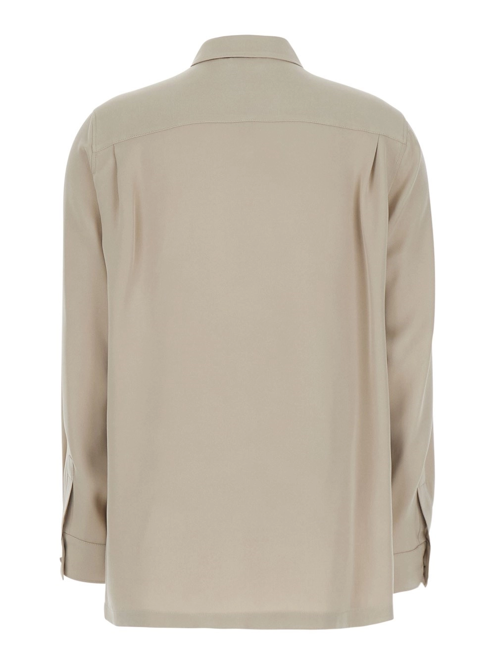 Max Mara Camicia 'Geranio' con Colletto Classico e Ricamo Logo sul Fronte in Seta Beige Donna, view 2