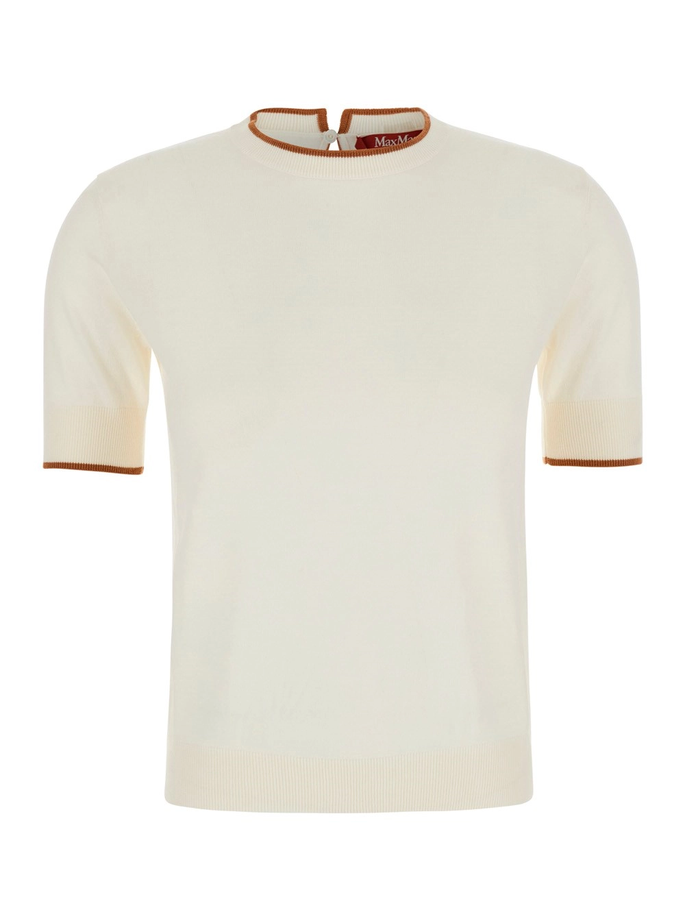 Max Mara Studio Maglia 'Agenda' girocollo con chiusura a goccia sul retro in seta e lana bianco donna