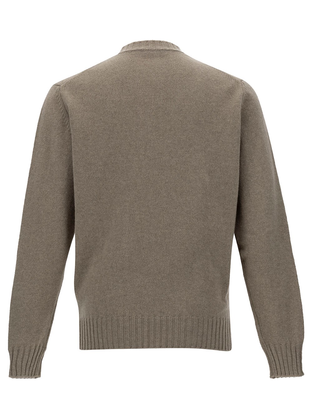Gaudenzi Maglione con Scollo a V e Rifiniture a Coste in Lana e Cashmere Beige Uomo, view 2