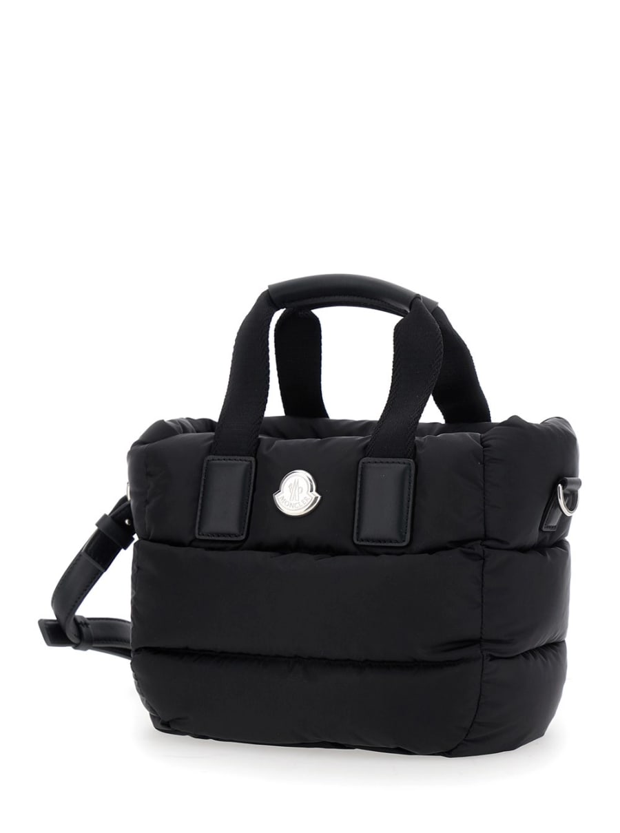 Moncler Borsa a Mano 'Karadoc' Mini con Tracolla Regolabile e Removibile e Patch Logo sul Fronte in Tessuto Tecnico Nera Donna, view 5