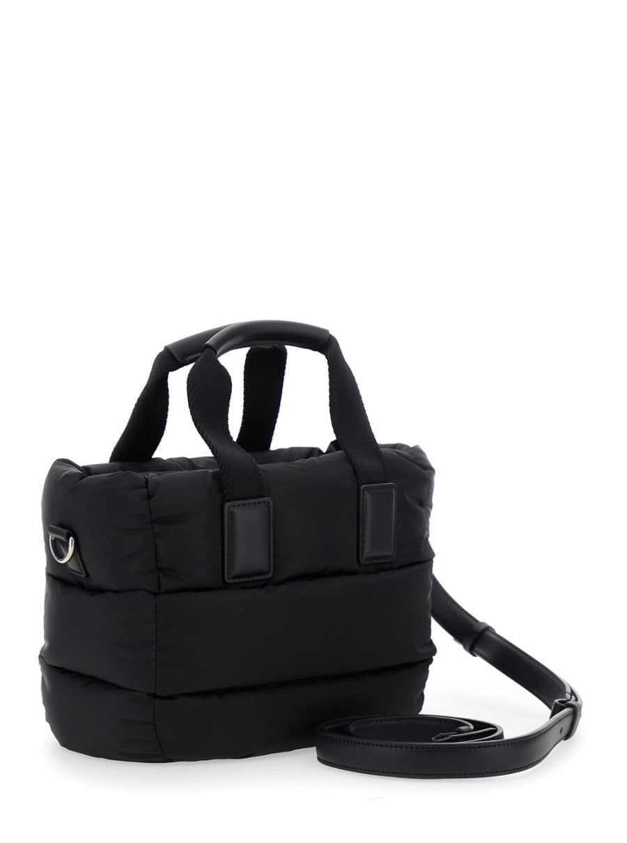 Moncler Borsa a Mano 'Karadoc' Mini con Tracolla Regolabile e Removibile e Patch Logo sul Fronte in Tessuto Tecnico Nera Donna, view 6
