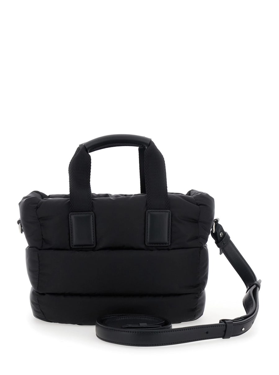 Moncler Borsa a Mano 'Karadoc' Mini con Tracolla Regolabile e Removibile e Patch Logo sul Fronte in Tessuto Tecnico Nera Donna, view 7