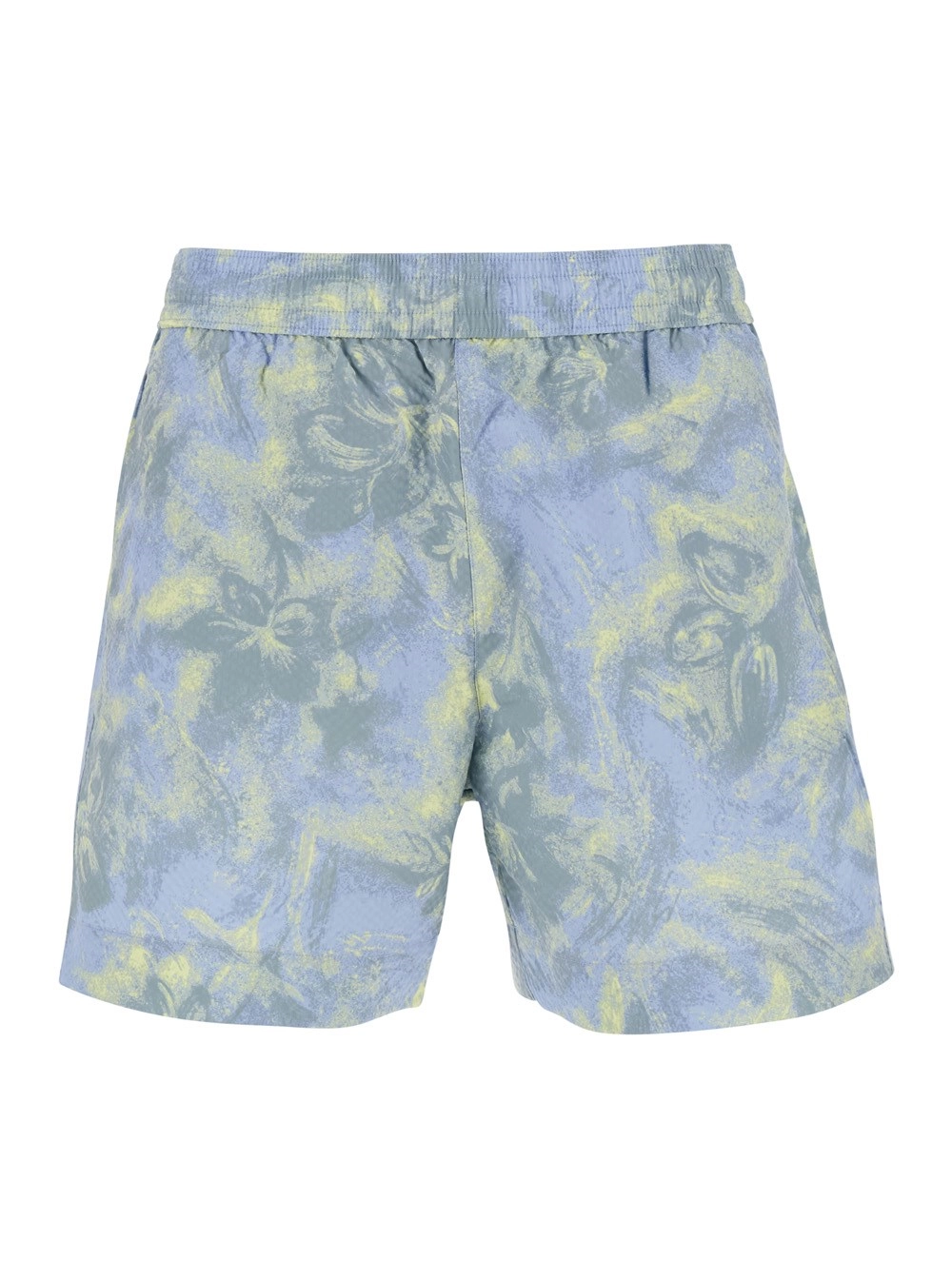 Maison kitsuné Costume da bagno con vita elasticizzata e stampa all-over in tessuto tecnico multicolor uomo