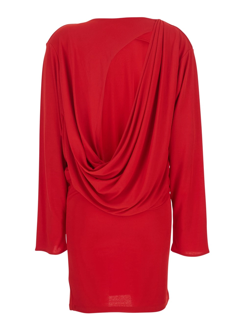 Jacquemus Abito 'Mistral' con Scollo a barca e Maniche Lunghe in Viscosa rosso Donna, view 2