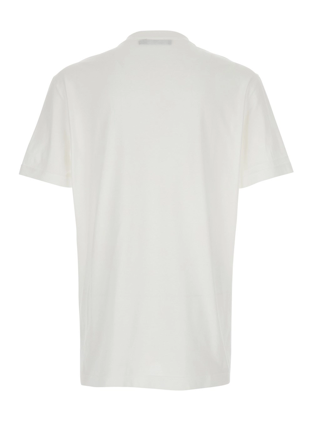 Dolce & Gabbana T-shirt Girocollo con logo sul fronte in cotone bianca uomo, view 2
