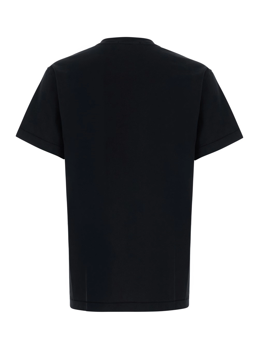 Stone Island T-shirt girocollo con patch logo sul fronte in cotone nera uomo, view 2