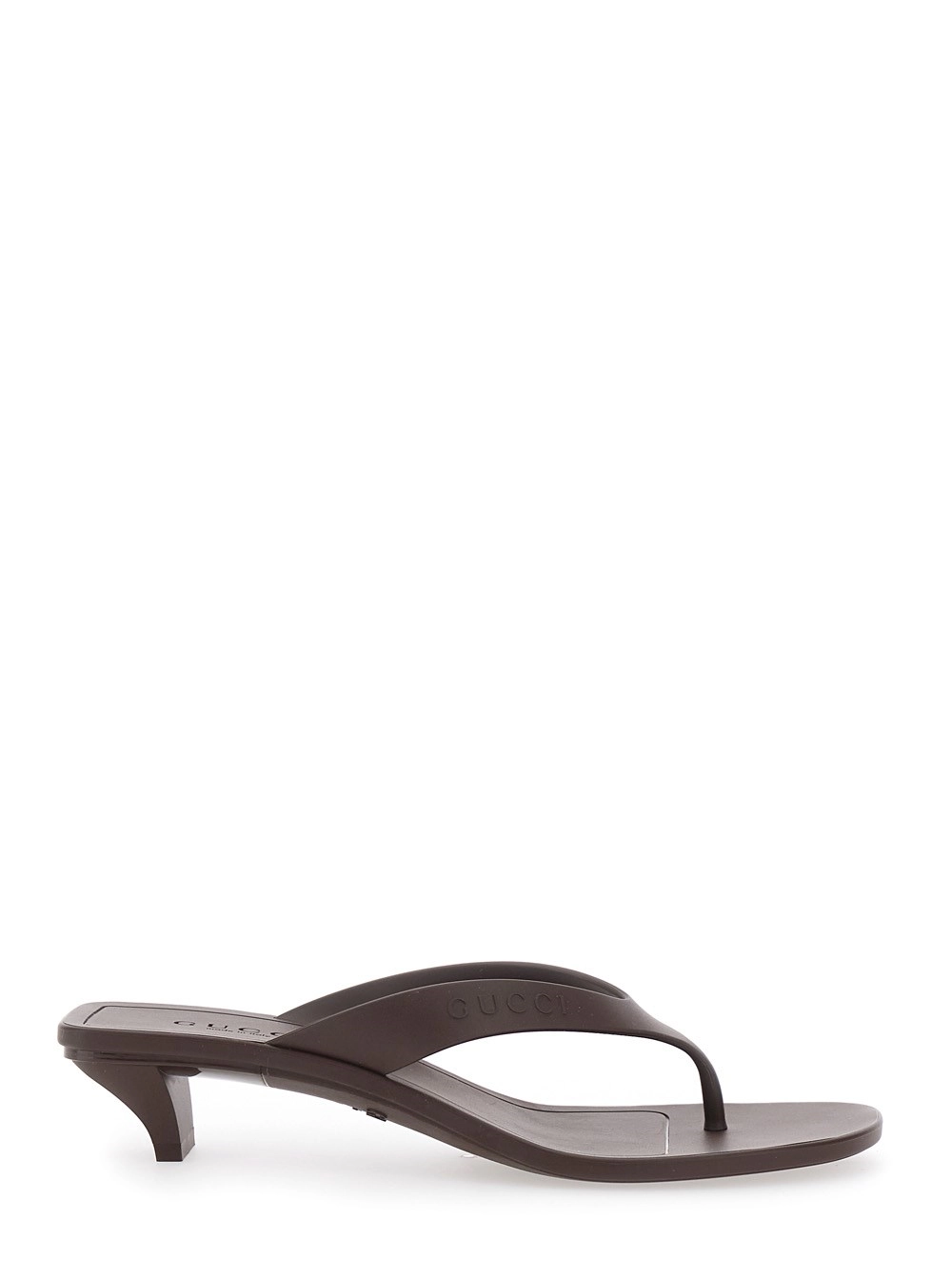 Gucci Sandali con tacco 'Vittoria' con logo impresso in gomma marroni donna