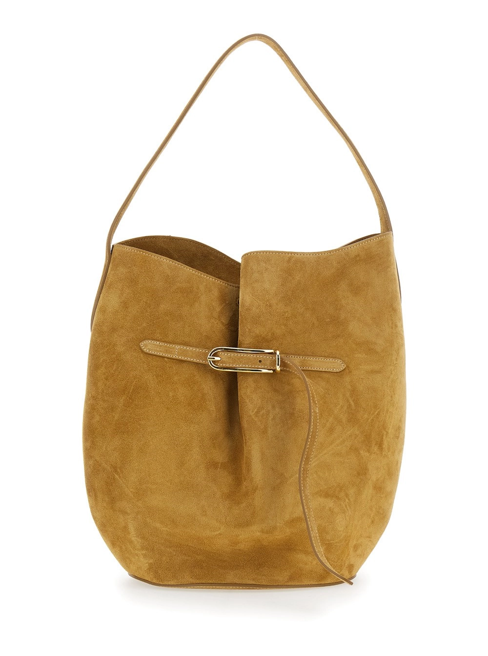 Liffner Borsa a Tracolla con Cinturino Regolabile in Pelle Scamosciata Marrone Donna