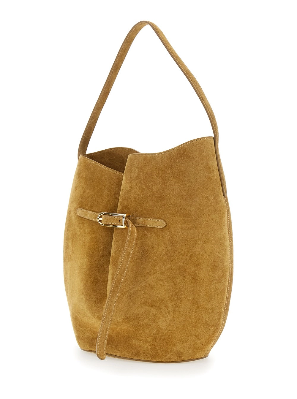 Liffner Borsa a Tracolla con Cinturino Regolabile in Pelle Scamosciata Marrone Donna, view 2