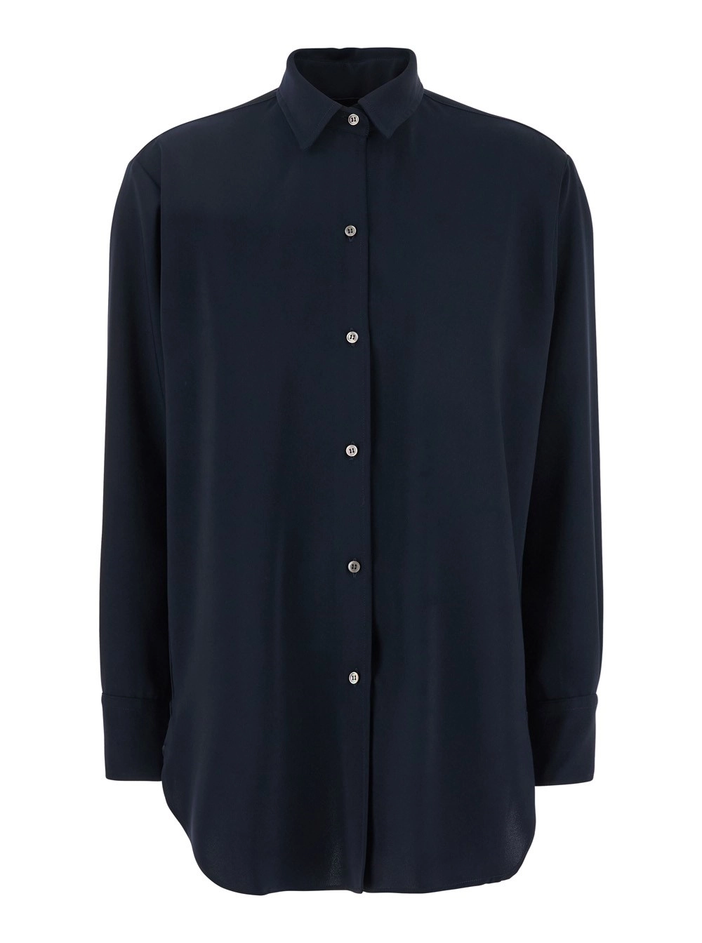Leplain Camicia con Colletto Classico in Tessuto Tecnico Blu Donna