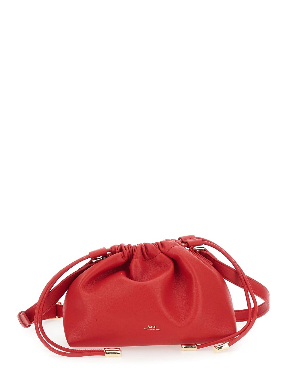 A.P.C. Borsa a Tracolla 'Ninon Mini' con Logo Inciso sul Fronte e Tracolla Regolabile in Ecopelle Rossa Donna