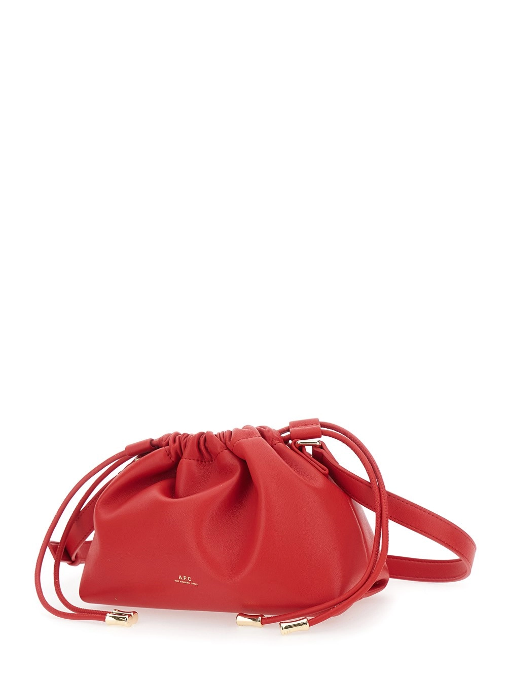 A.P.C. Borsa a Tracolla 'Ninon Mini' con Logo Inciso sul Fronte e Tracolla Regolabile in Ecopelle Rossa Donna, view 2