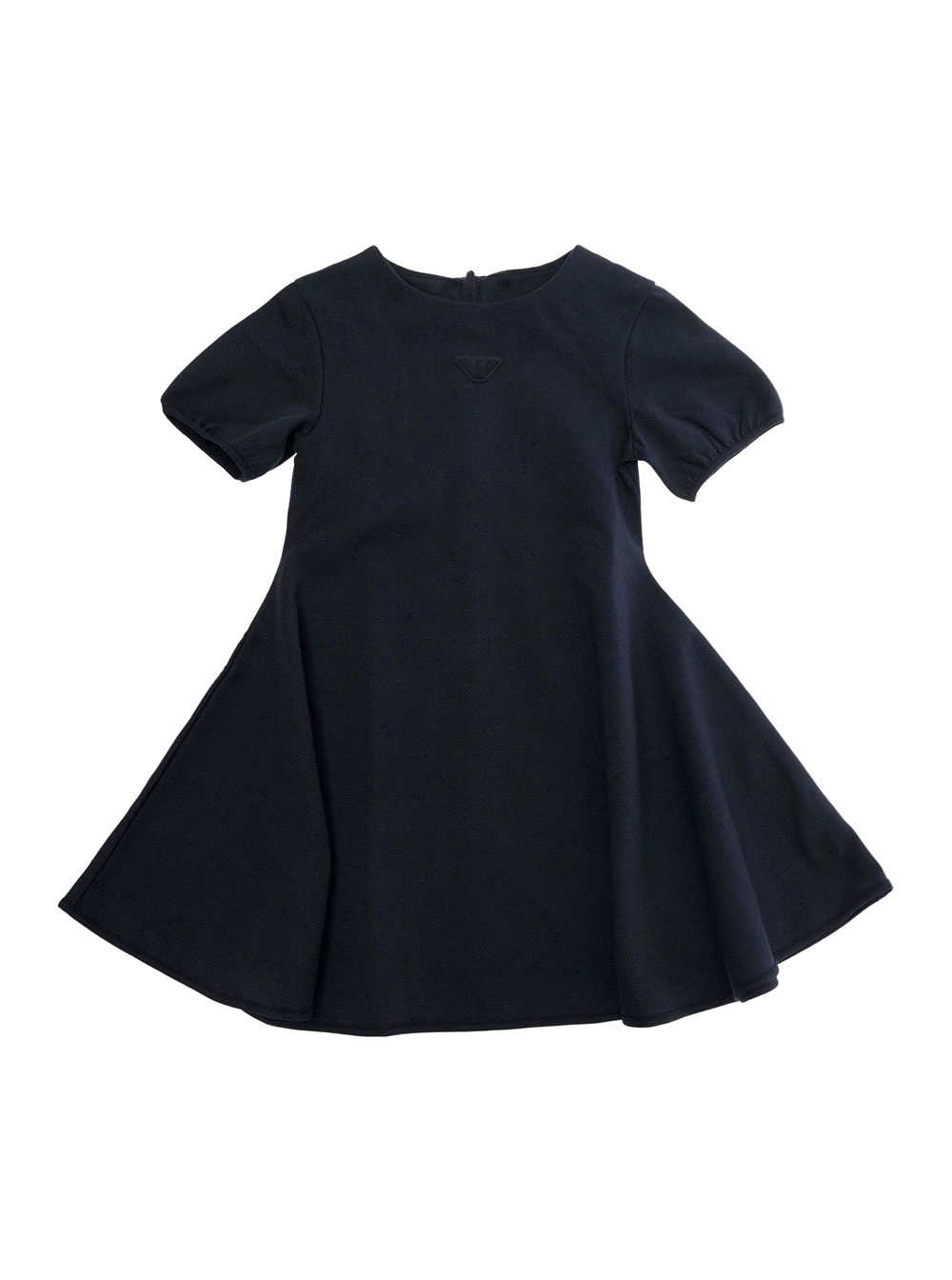 Emporio armani kids Abito Girocollo con Patch Logo sul Fronte in Misto Cotone Stretch Blu Bambina
