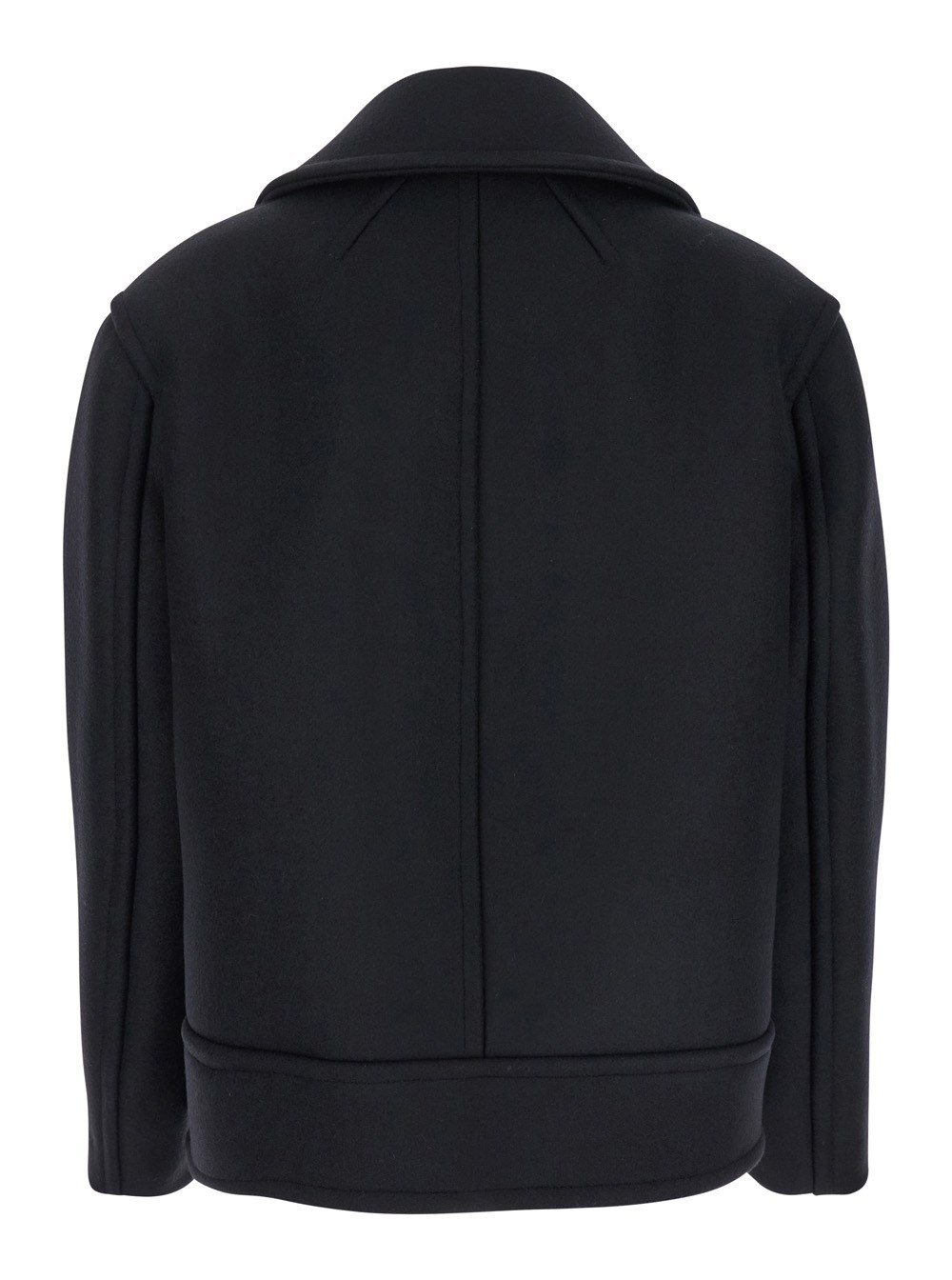 Saint Laurent Cappotto Doppiopetto con Revers Classici Larghi in Lana Nero Donna, view 2