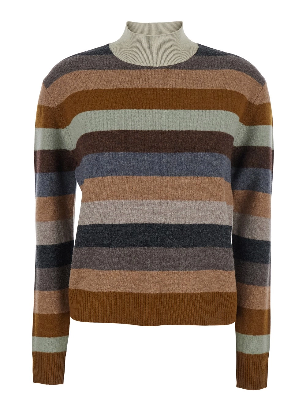 Tory Burch Maglione con Design a Righe e Patch Logo sul Retro in Lana Multicolor Donnaa