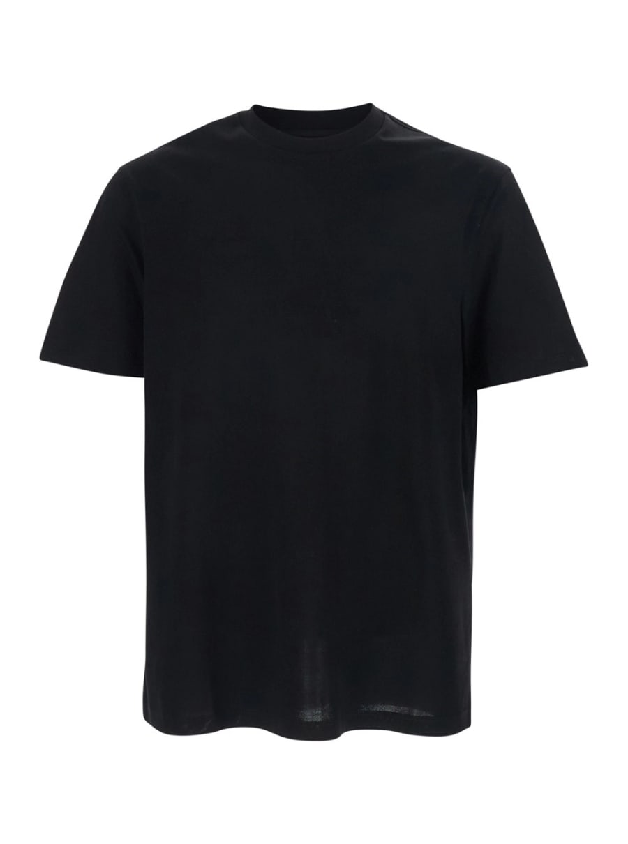 Emporio Armani T-shirt girocollo con logo tono su tono sul fronte in cotone nera uomo