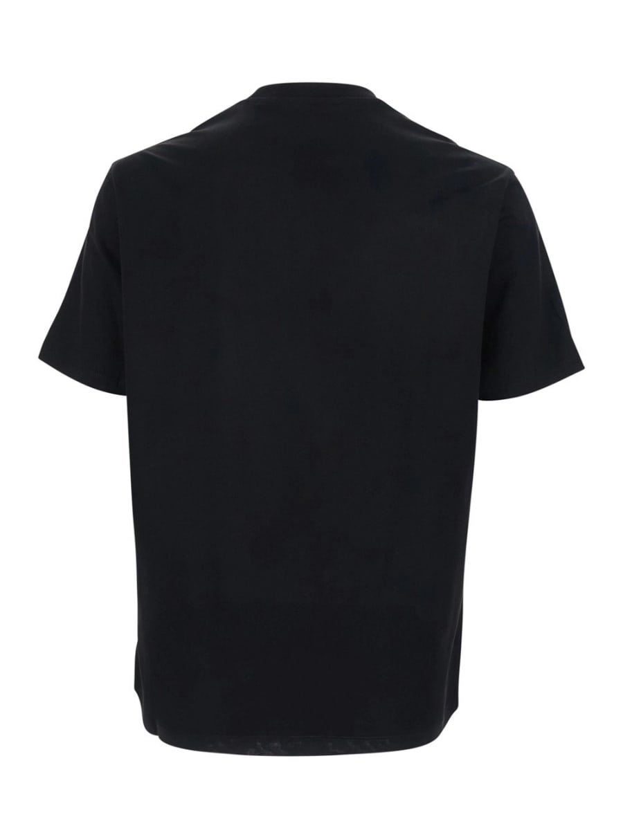 Emporio Armani T-shirt girocollo con logo tono su tono sul fronte in cotone nera uomo, view 2
