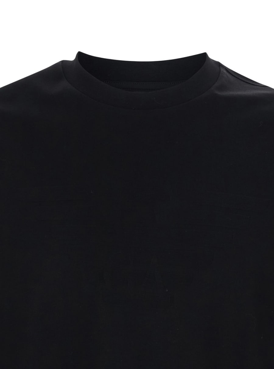 Emporio Armani T-shirt girocollo con logo tono su tono sul fronte in cotone nera uomo, view 3