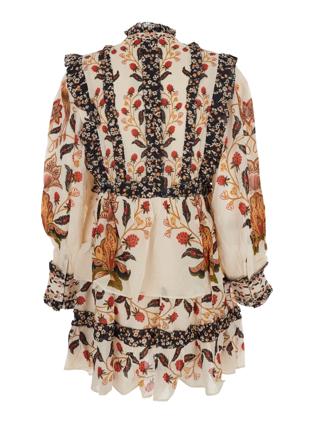 Farm rio Abito con Ruches e Stampa Floreale All-Over in Misto Viscosa Multicolor Donna, view 2
