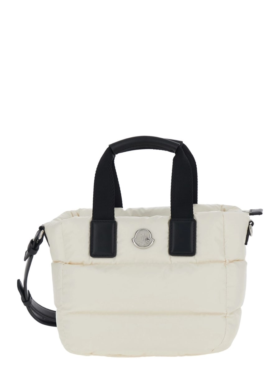 Moncler Borsa a Mano 'Karadoc' Mini con Tracolla Regolabile e Removibile in Tessuto Tecnico Bianca Donna