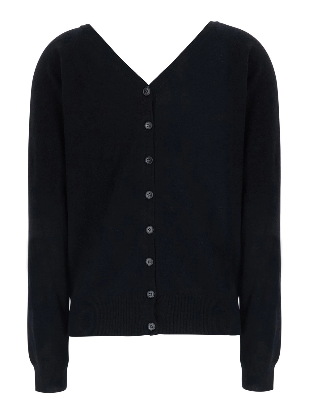 Lisa yang Cardigan 'Jiani' con collo a V su fronte e retro in cashmere nero donna, view 2
