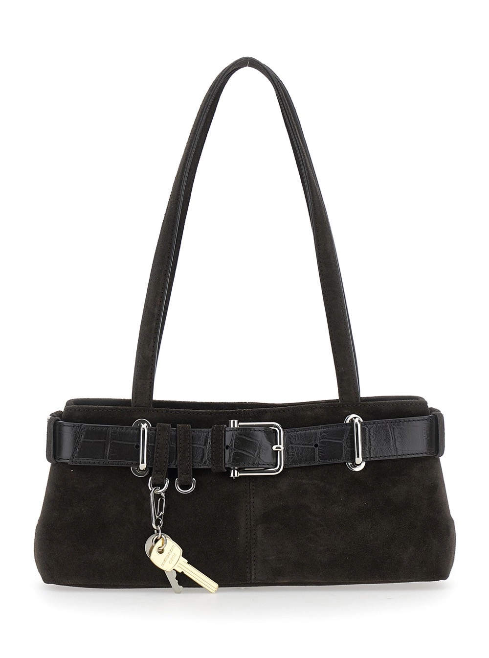 Osoi Borsa a Spalla 'Brocle' con Cintura e Dettagli Chiavi Pendenti in Suede Marrone Donna