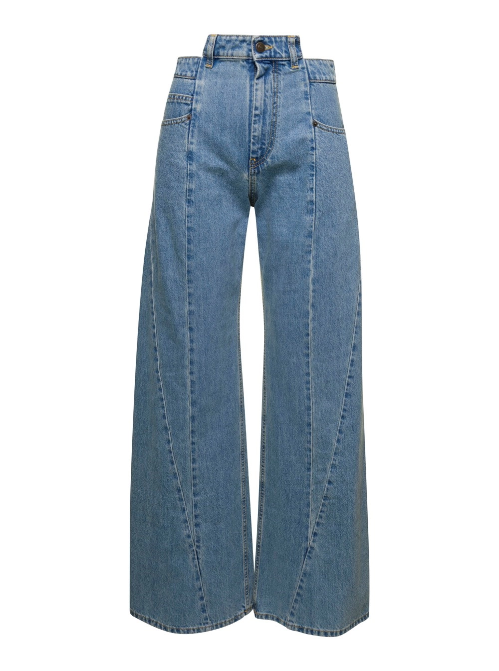 Maison Margiela Jeans Asimmetrici a Cinque Tasche in Denim Azzurro Donna
