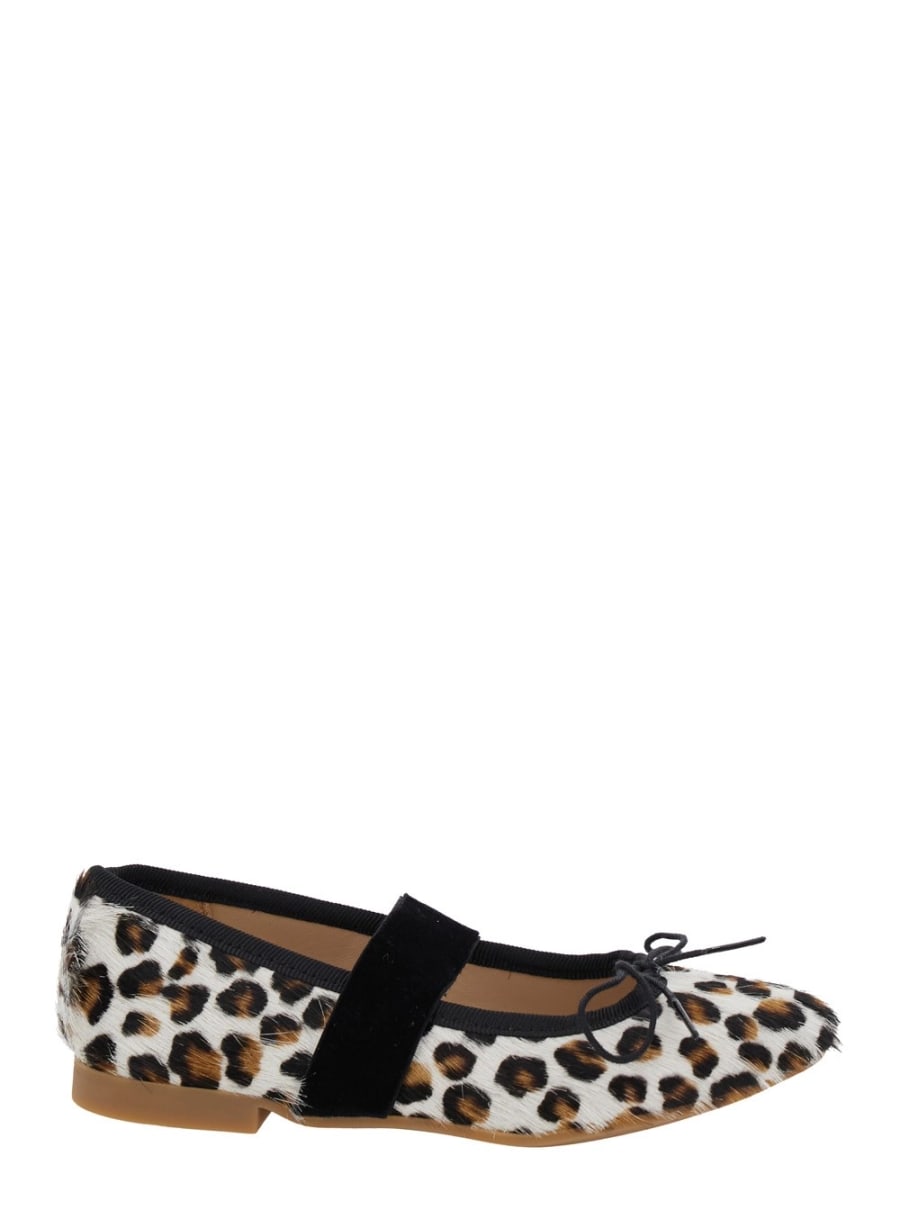 Pom d'api kids Ballerine con Chiusura con Cinturino Regolabile e Motivo Animalier All-Over in Tessuto Multicolor Bambina