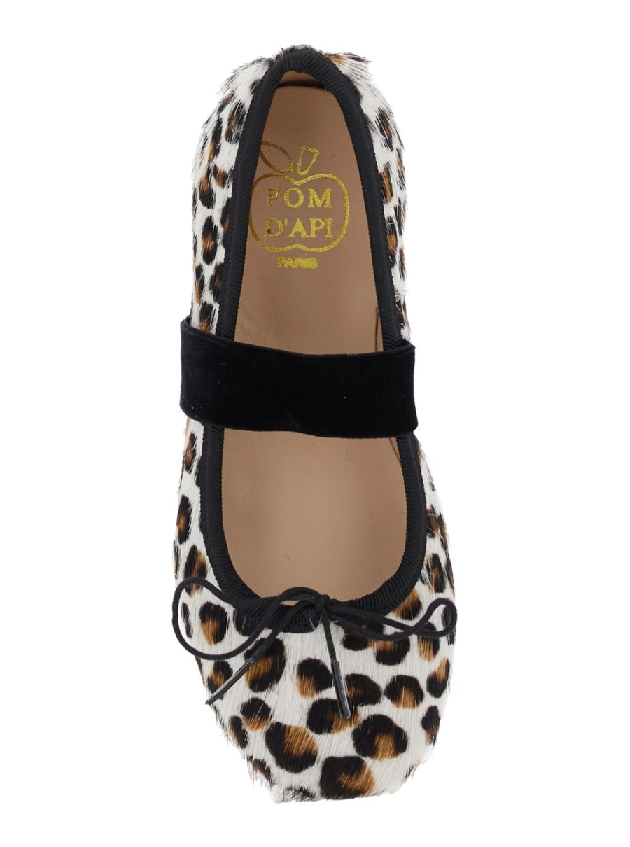 Pom d'api kids Ballerine con Chiusura con Cinturino Regolabile e Motivo Animalier All-Over in Tessuto Multicolor Bambina, view 4